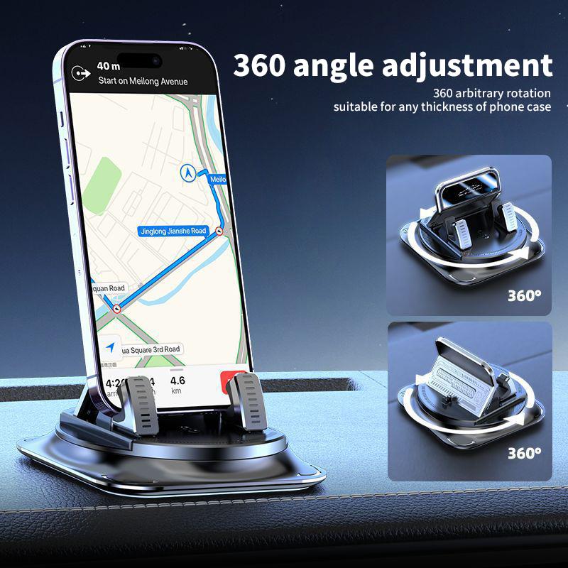 Car phone holder 360 degree rotation. suitablefor car navigation in-car dashboard. horizontaland vertica screen adjustment angle.suctioncup fixed non-slip mobile phone holdersuitable for iPhone and Android